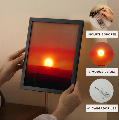 Cuadro de Puesta de Sol Iluminada y Ajustable